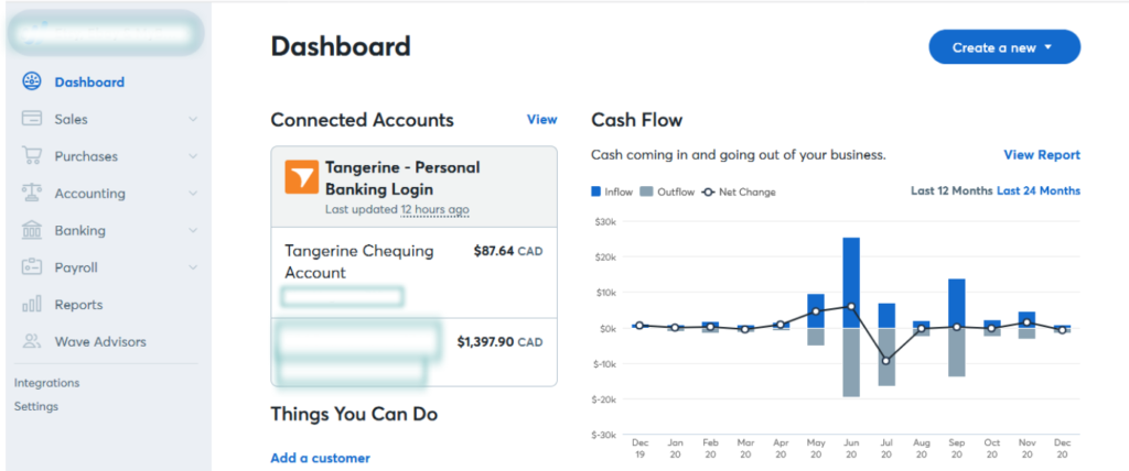 A snap shot of wave accounting software. Best bookkeeping software in Canada