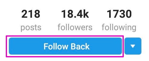 follow back button on instagram