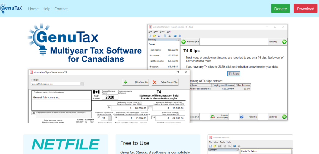genutax free tax filing software in Canada 2021