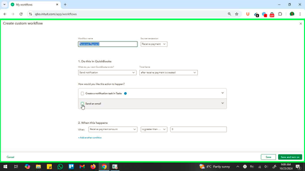 step 5 send payment receipts notifications to customers using quickbooks online