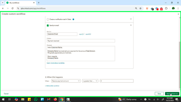 step 6 send payment receipts notifications to customers using quickbooks online